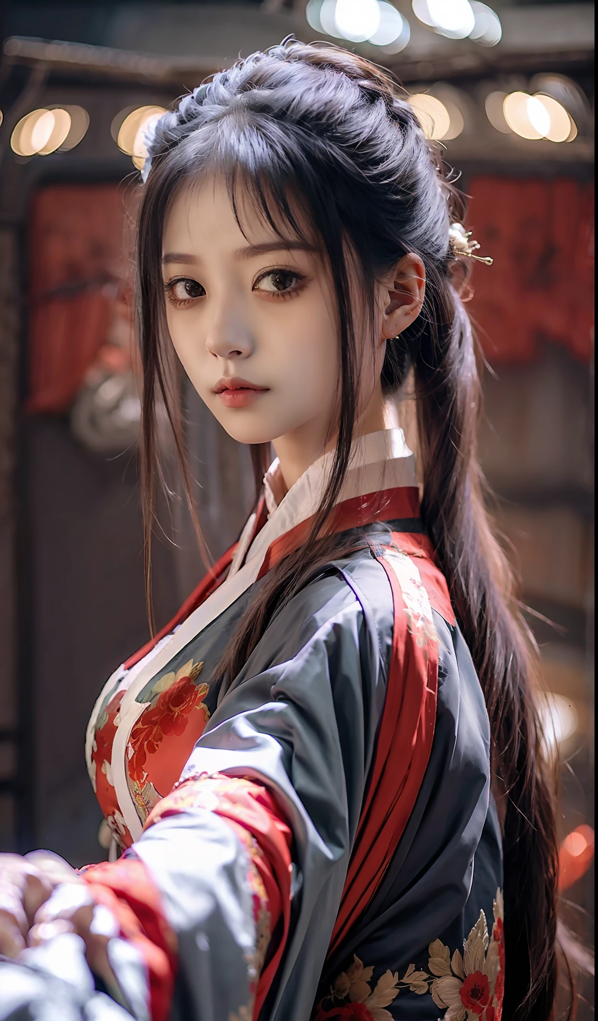 最好的品質, 傑作, 高解析度, wuxia 1girl, 中國服飾, 超美麗的臉, 超美麗的眼睛, 超漂亮的頭髮