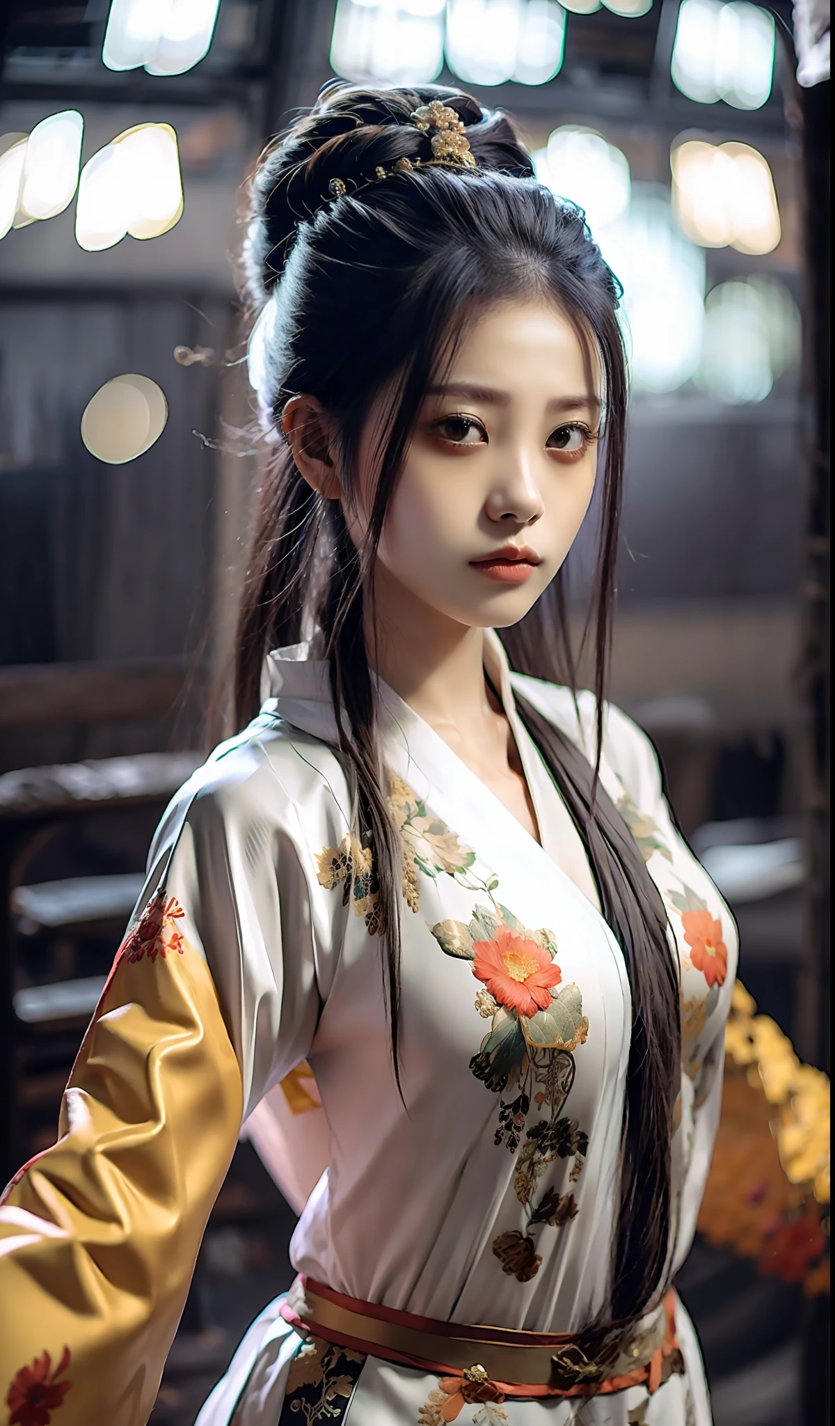 mejor calidad, Obra maestra, alta resolución, wuxia 1girl, vestido chino, cara súper hermosa, ojo súper hermoso, cabello súper hermoso