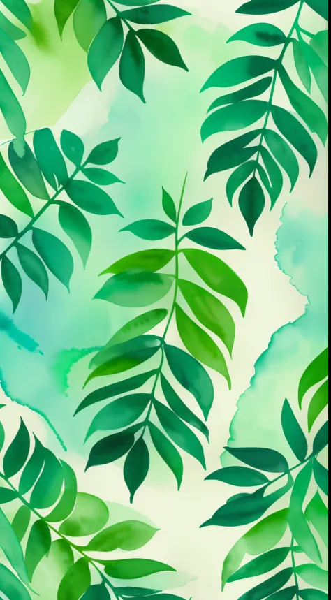 Beautiful watercolor pattern, cherrie,  ferns,   Calm colors in #3b4195 color background. Watercolor paper texture.