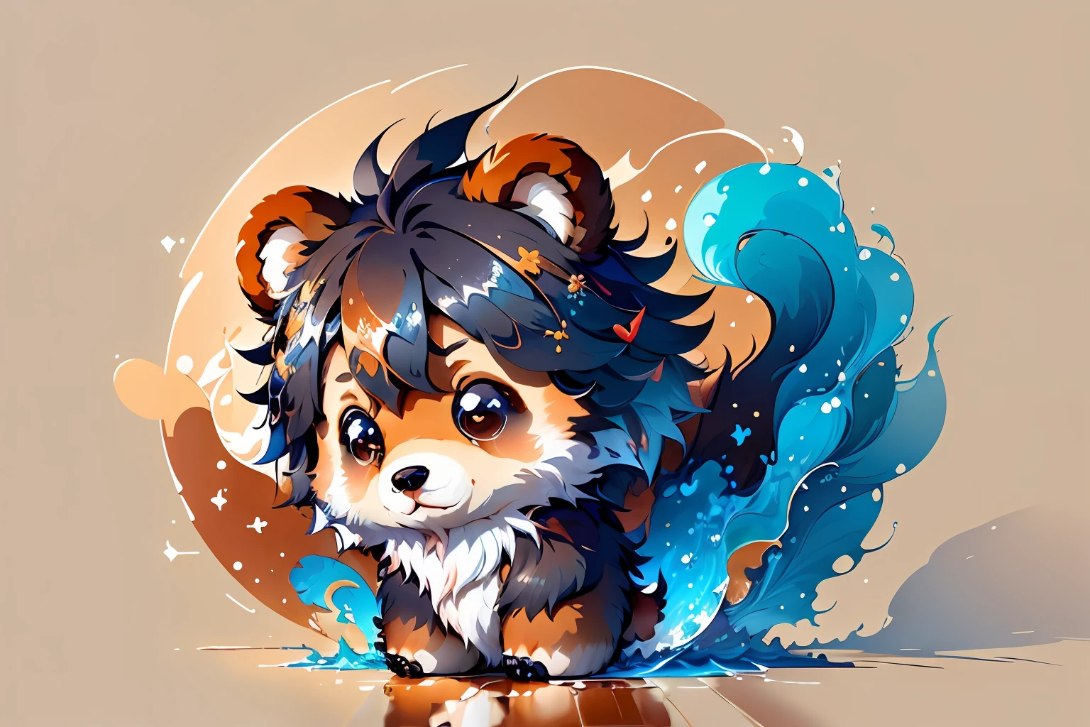 splash00d, chibi bear, very long furs, (cute:1.6)