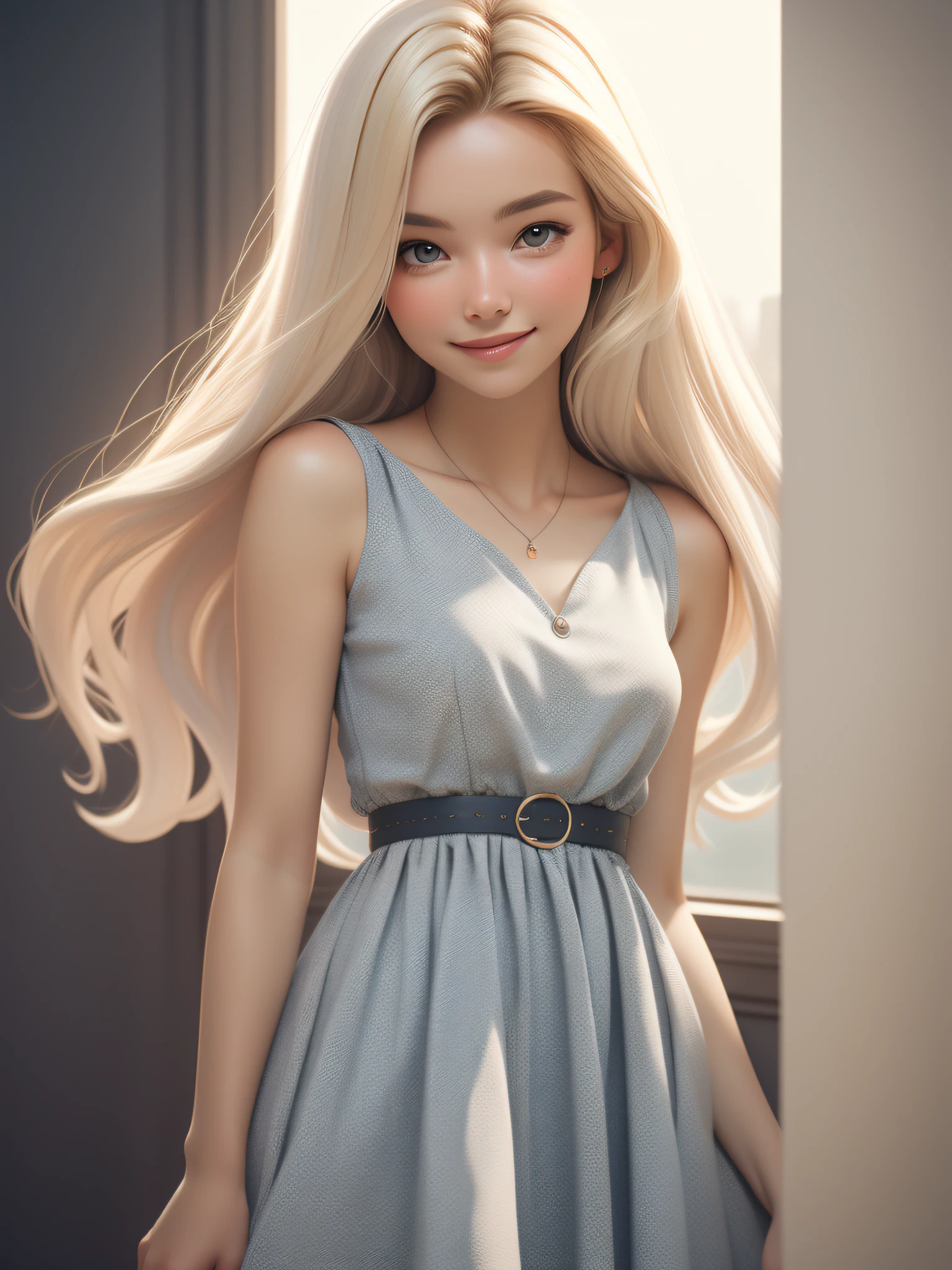 dynamic lighting, photograph of a (beautiful:1.3) (:1.3) (Scandinavian:0.9) (Russian:0.9) woman, sunny field, (cute:1.3), blonde hair, (pale skin:1.1), (soft smiling:1.1), detailed face, detailed gray eyes, detailed skin texture, mini red dress, on park, sun ray, by ilya kuvshinov, alessio albi, nina masic, sharp focus, natural lighting, subsurface scattering, f2, 35mm, film grain, (freckles:0.2), (skin imperfections:1.2), open pores, ornate，Luminism, cinematic lighting, wide shot, retina, textured skin, anatomically correct, best quality, award winning