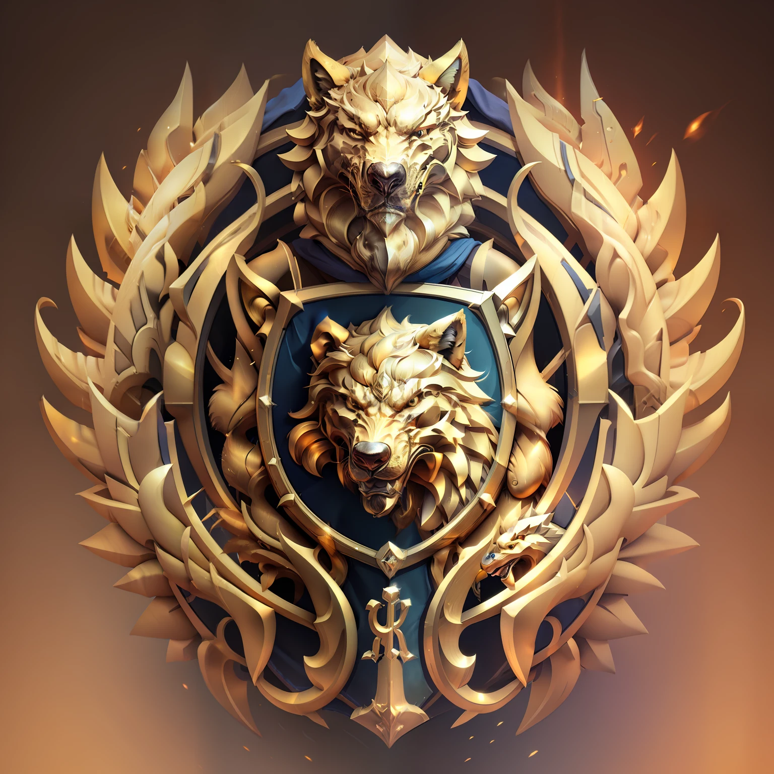 Simple coat of arms and golden wolf for security company, parte interna lisa