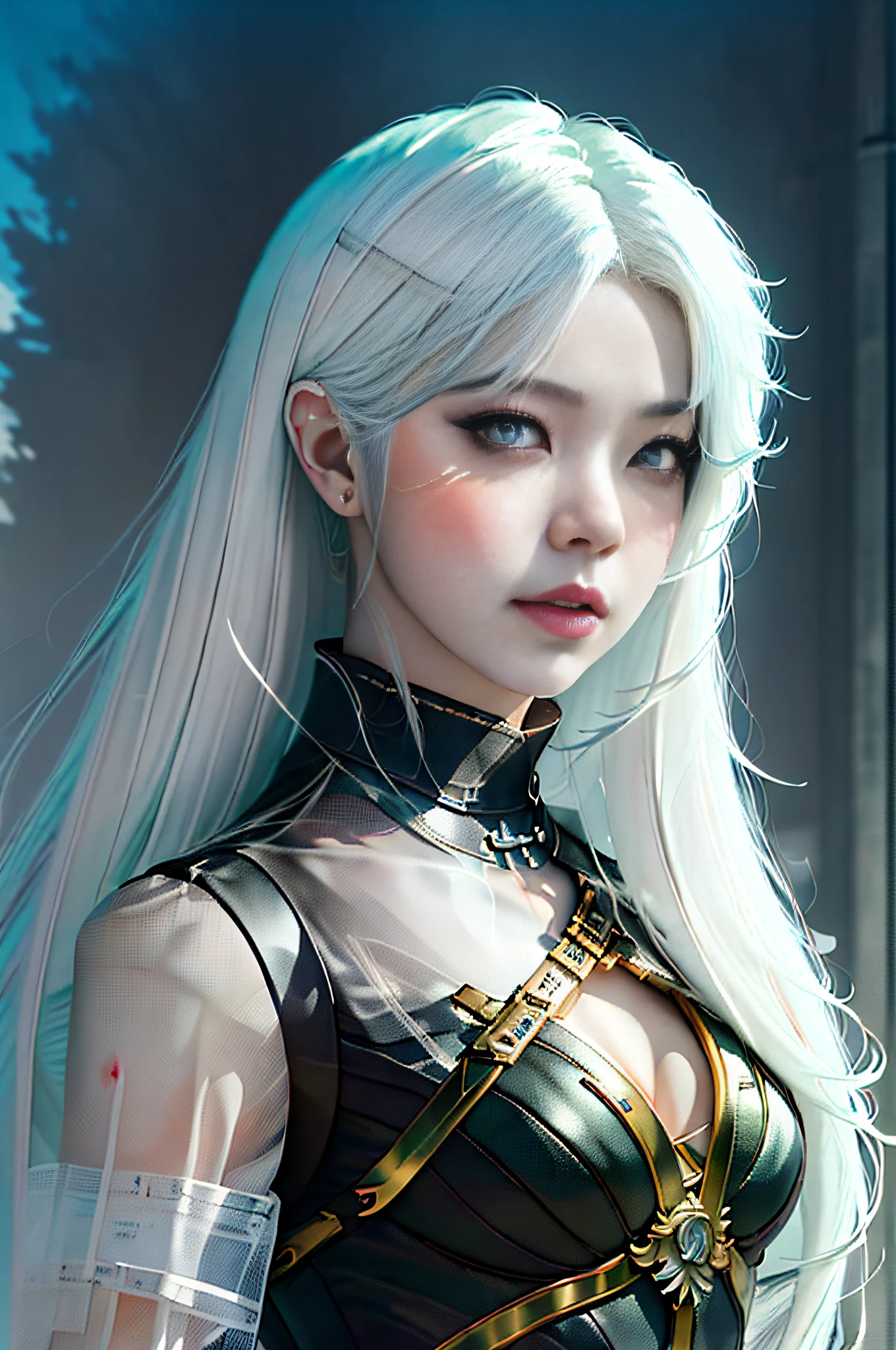 Anime girl posing for photo with white hair and black costume, rossdraws portrait, Extremely detailed Artgerm, IG model | Art germ, Fanart Meilleure ArtStation, Guviz-style artwork, :: rossdraws, Rosla 1. 0, wlop rossdraws, Detailed digital anime art, artgerm portrait, Ross Rush digital painting