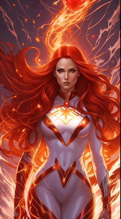 Scarlet Witch and Jean Gray Black Phoenix Fusion, Sexy Body Long Red Hair, Full Body, Power of Creation and Destruction, Flying,...