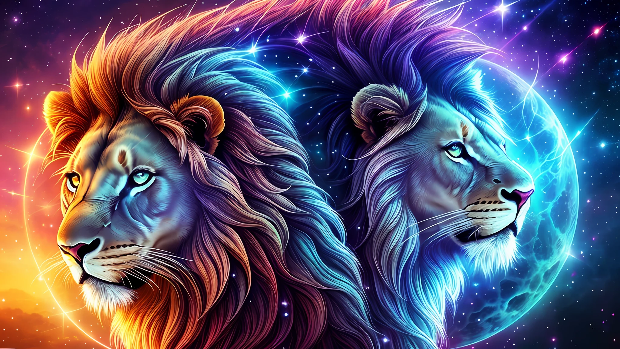 A galactic lion with a lot of hair on its head, Third eye, Gaze at something in the distance, Intricate details,  electric, Fantasy art, anato finnstark, Emulsion coating, Highly detailed, obscure
Rutkovsky, hdr, ultra - detailed, rim-light, Faded, Dim