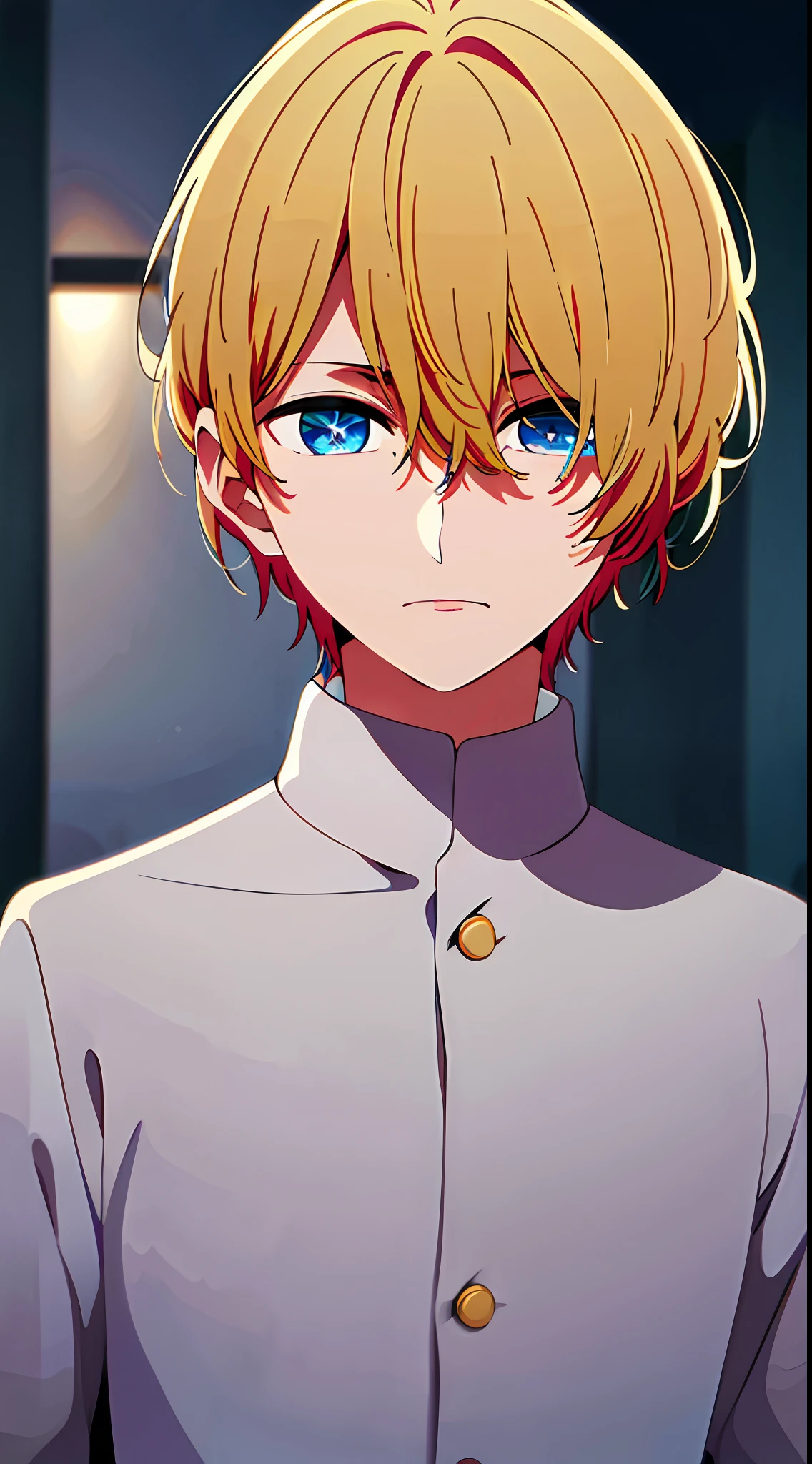 dynamic lighting. ultra high res, masterpiece, best quality, high quality, 1boy, solo, male focus, looking at viewer, upper body, hoshino_aquamarine, star-shaped_pupils, blue eyes, detailed eyes, detailed hair