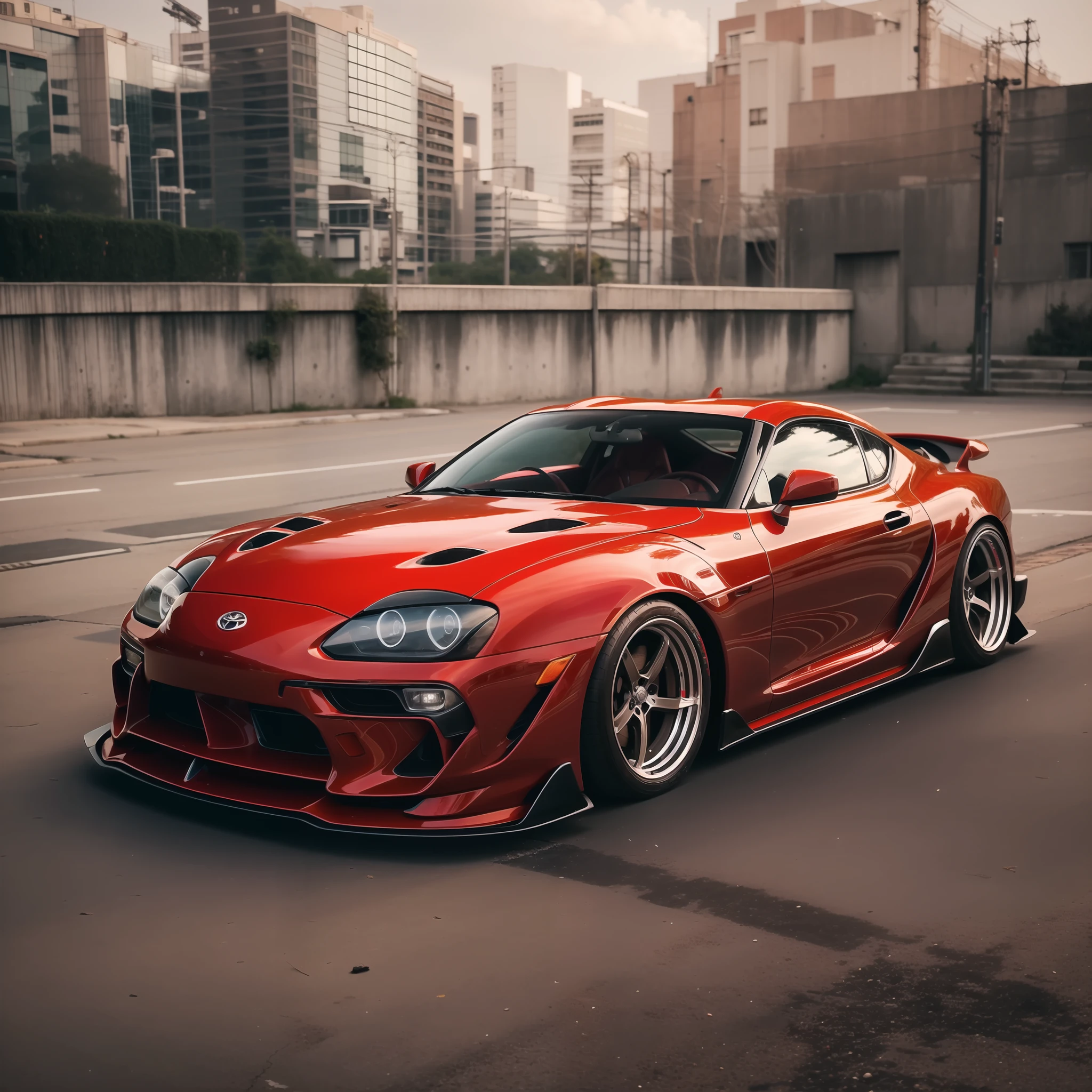 art conceptuel, voiture, toyota supra, couleur rouge