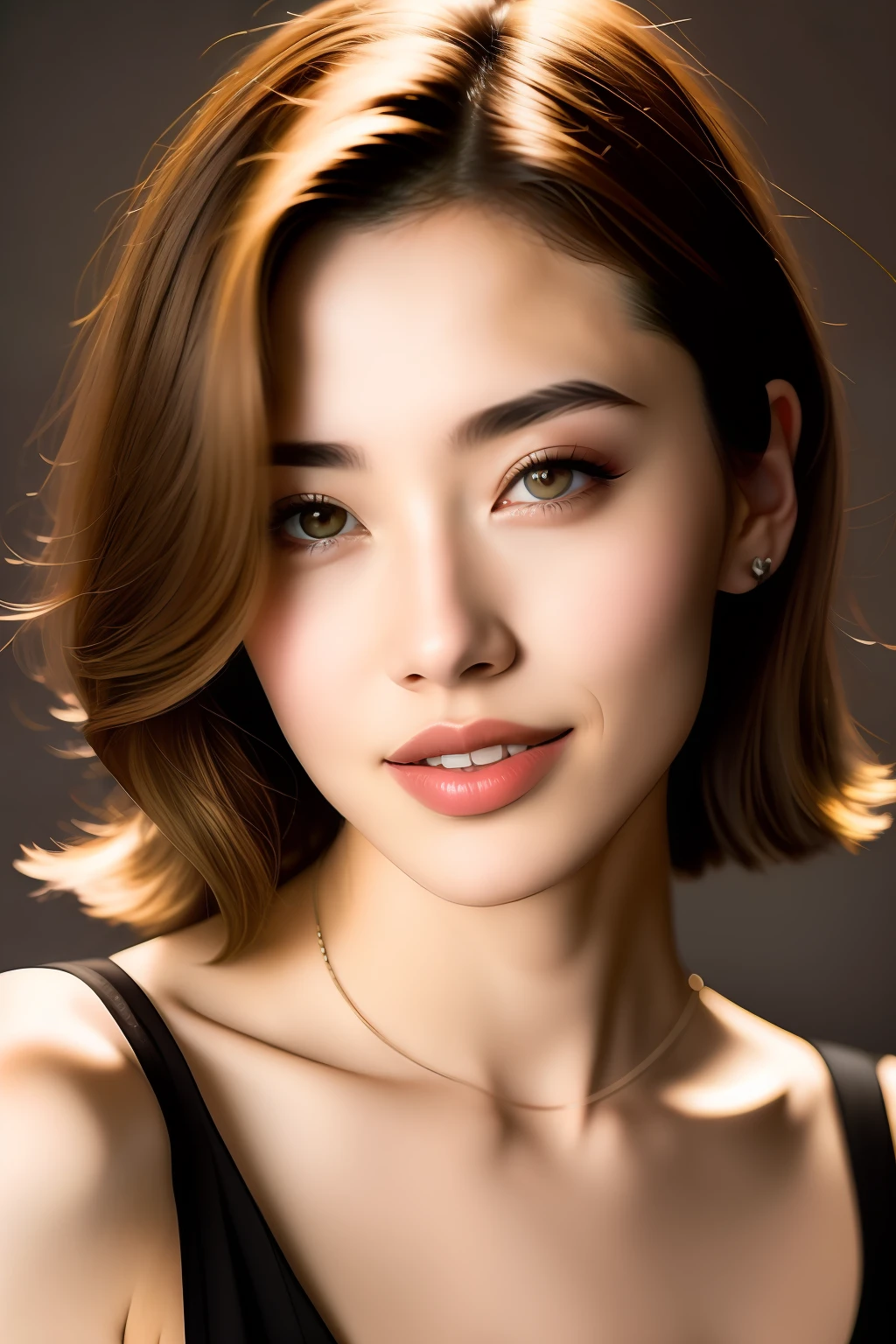 top-quality, ​masterpiece, top-quality, 超A high resolution, Photorealsitic! fashion modell, 25-years old, a closeup, frontage, The upper part of the body, Facing the front, perfect  eyes, Perfect lips, perfect teeth, flawless skin, Soft front light