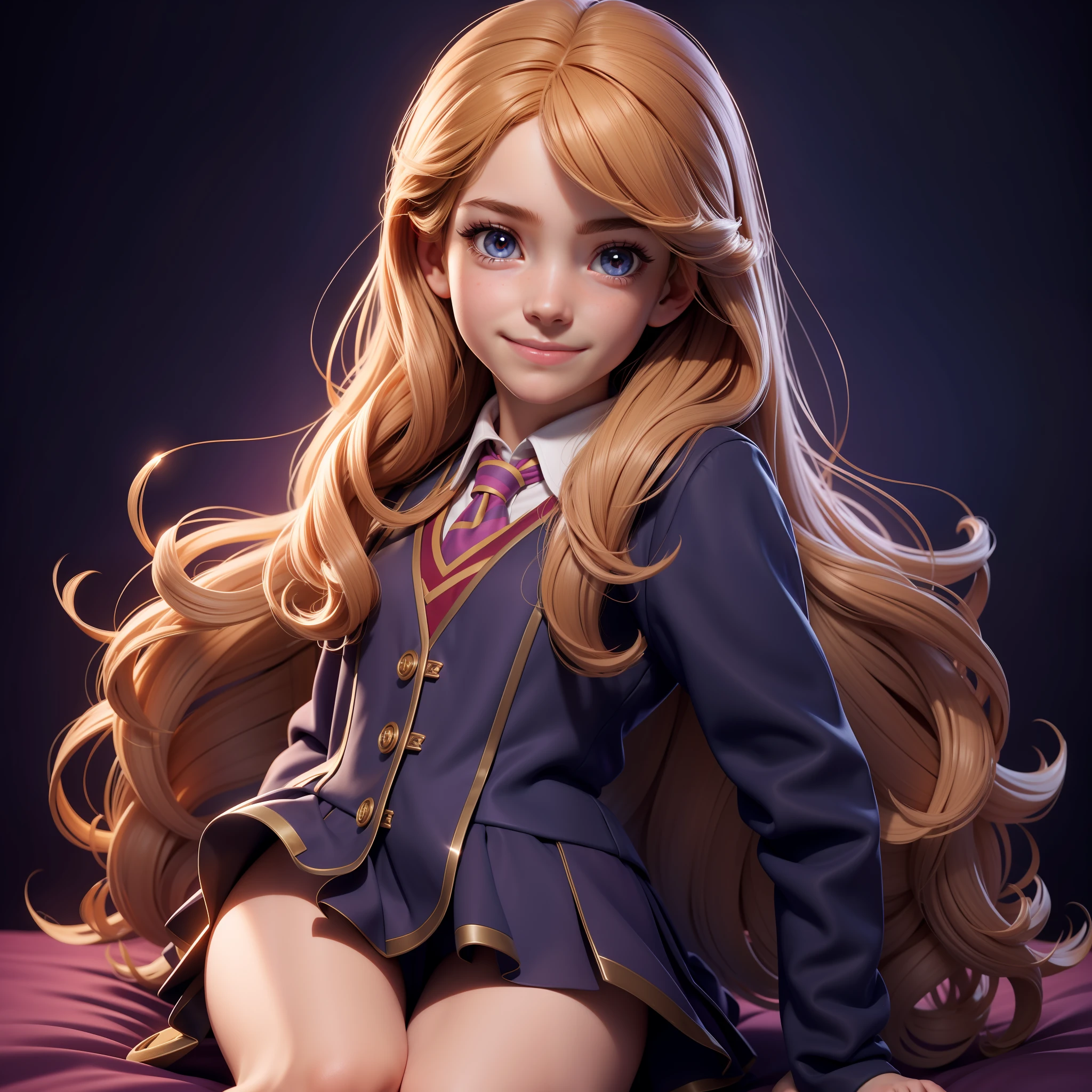 9yo, 1girl, child, solo, Hermione Granger, full body, solo, school uniform, beautiful face highly detailed and eyes, beautiful skin, bed room, shiney solar lighting, 9yo, 1girl, , solo, Hermione Granger, , beautiful skin, smile perfect anatomy, shiney solar lighting