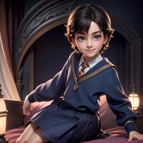 9yo, 1boy, child, solo, Harry Potter, full body, solo, school uniform, beautiful face highly detailed and eyes, beautiful skin, ...