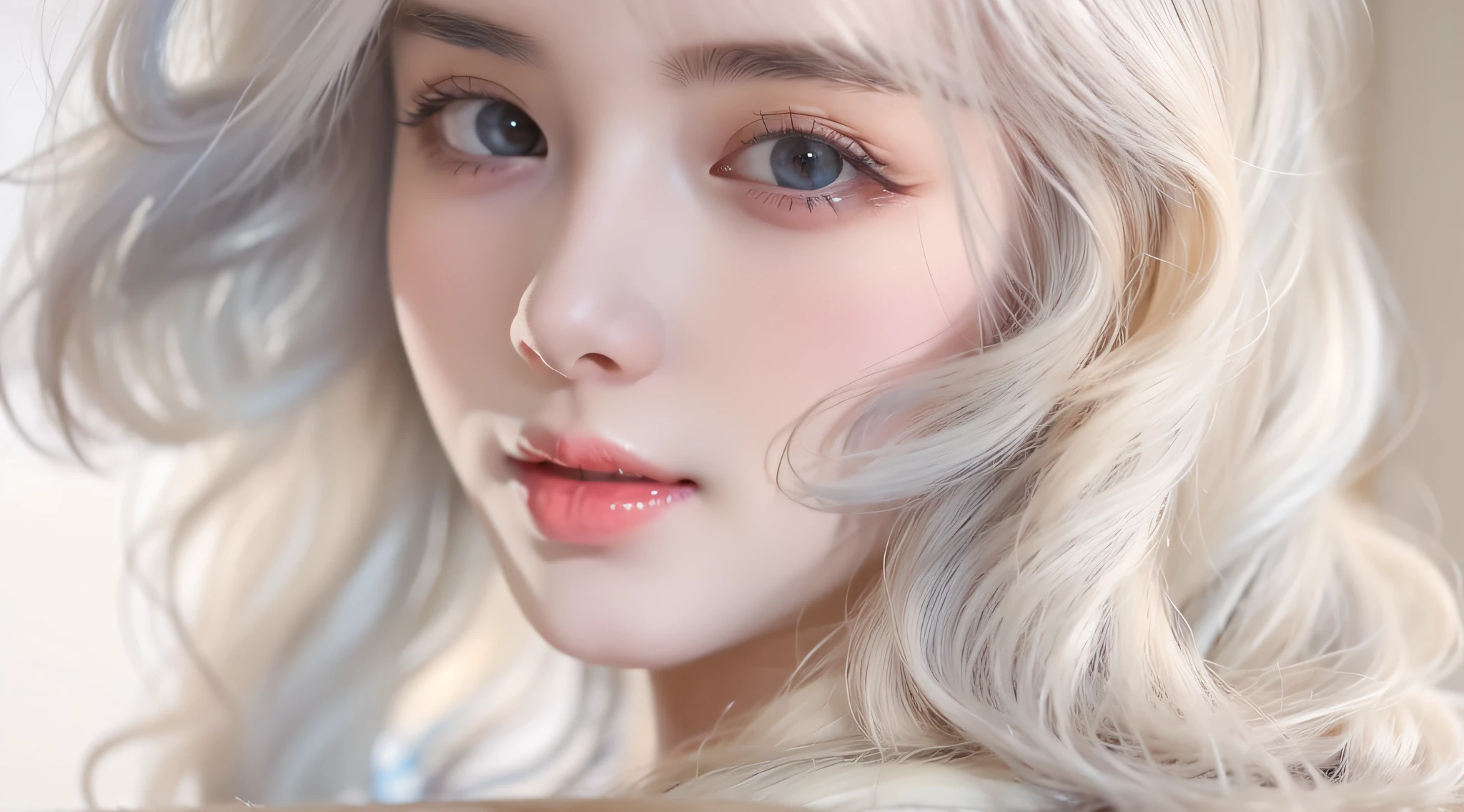 Arte com qualidade de imagem definitiva,lindo e realista,A fonte de luz,， Pele texturizada， super detalhamento， alto detalhe， alta qualidade， melhor qualidade， 8K， k hd，Close-up de uma mulher com cabelo branco comprido em um vestido, cabelo longo branco detalhado, Arte detalhada de alta qualidade 8k, Cabelo lindo em roxo longo，Ultra visão，vista de pássaro， 9 cabeças