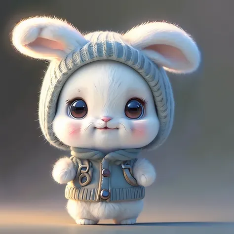 cute bunny, smiley, pixar, furry art, anime, white background, character, outfit