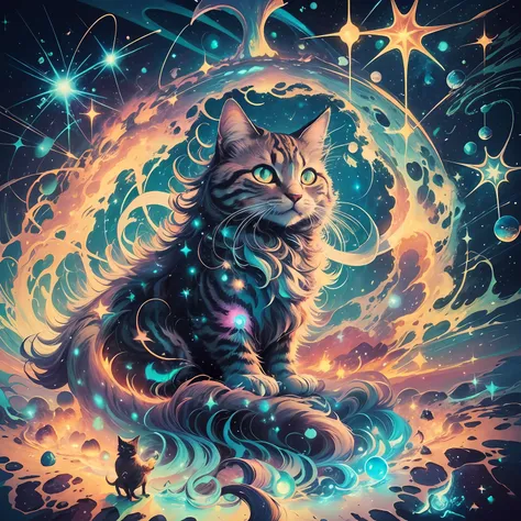 A Galactic Cat With A Lot Of Hair On Its Head, Third Eye, Faraway View 