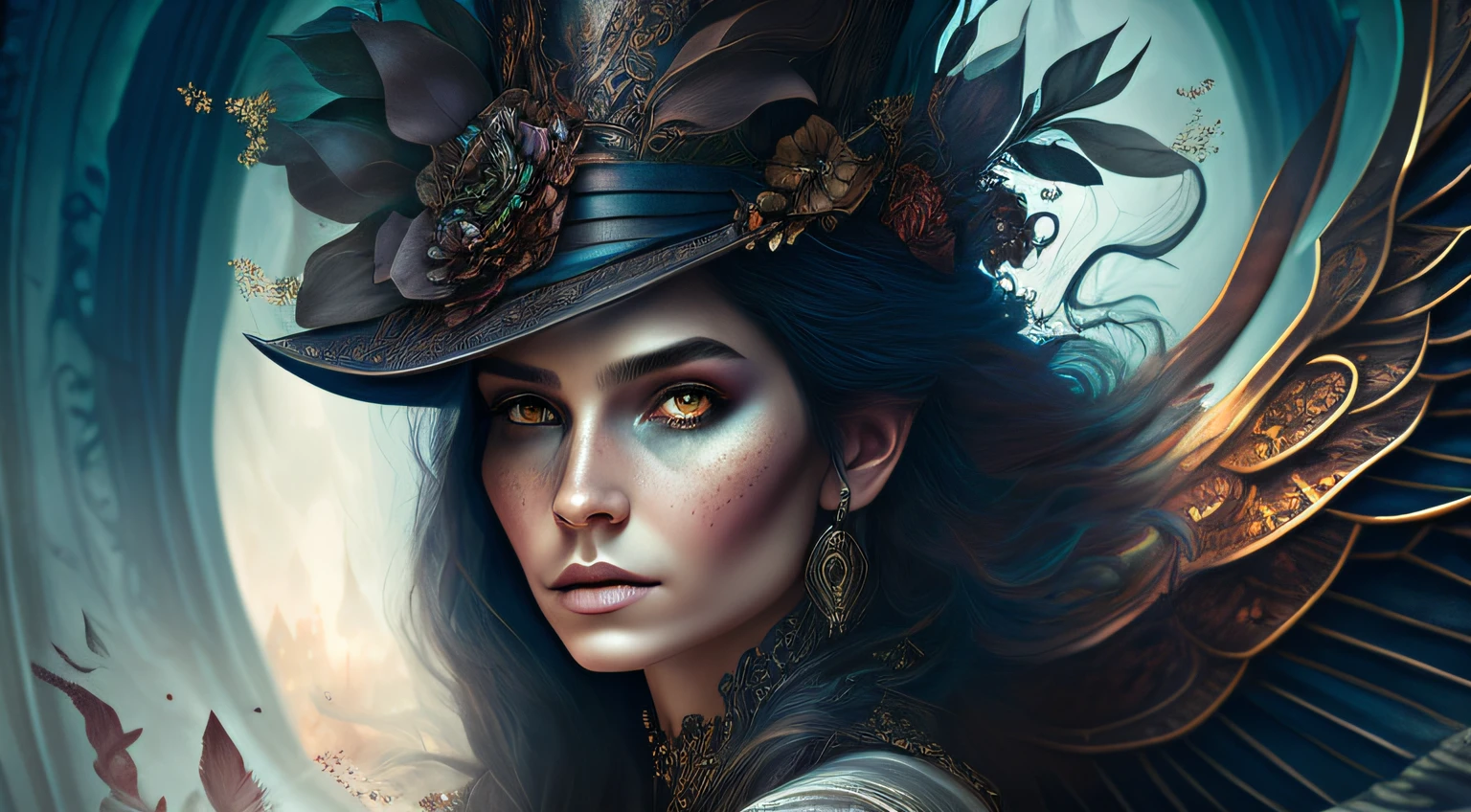 ornate, intricate details, beautiful witch, gothic style, hyper-realistic fantasy art, digital illustration, beautiful dark angel, Photography, powerful colors, Modern, Fantasy concept art, 32k resolution, best quality, Masterpiece, Natural light, Insanely detailed, 8k resolution, Fantasy art, Detailed painting, Hyper Realism, Photorealistic, by aguilar, beautiful detailed intricate, Insanely detailed, natural skin, soft impressionist perfect composition, award-winning photograph, Kids story book style, Muted colors, Watercolor style