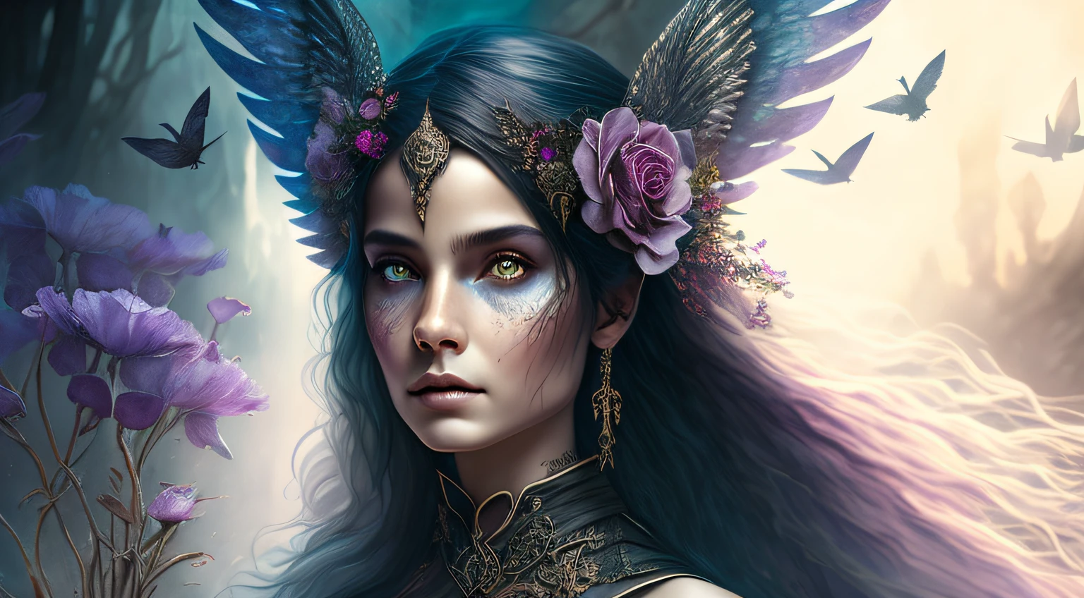 ornate, intricate details, beautiful witch, gothic style, hyper-realistic fantasy art, digital illustration, beautiful dark angel, Photography, powerful colors, Modern, Fantasy concept art, 32k resolution, best quality, Masterpiece, Natural light, Insanely detailed, 8k resolution, Fantasy art, Detailed painting, Hyper Realism, Photorealistic, by aguilar, beautiful detailed intricate, Insanely detailed, natural skin, soft impressionist perfect composition, award-winning photograph, Kids story book style, Muted colors, Watercolor style