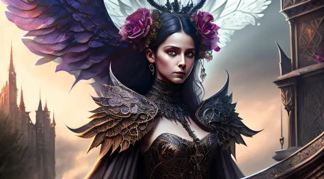 ornate, intricate details, beautiful witch, gothic style, hyper-realistic fantasy art, digital illustration, beautiful dark ange...