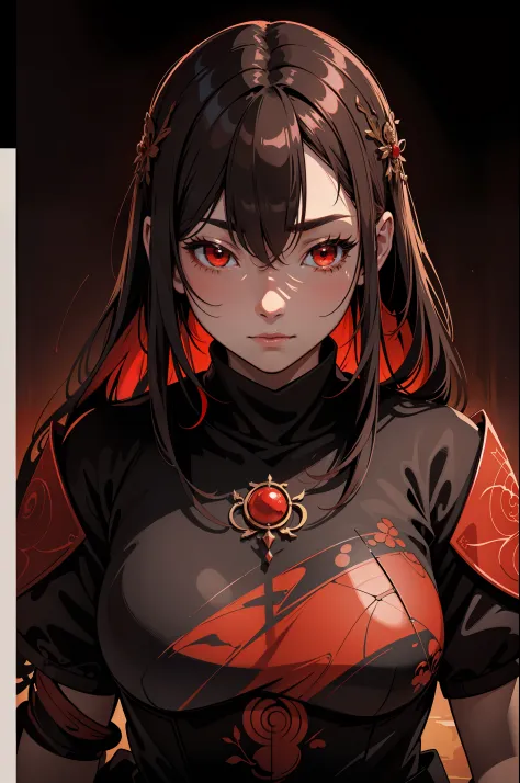 "an enigmatic character on an island, rendered in the captivating style of kawacy, utilizing a palette of dark bronze and red, s...