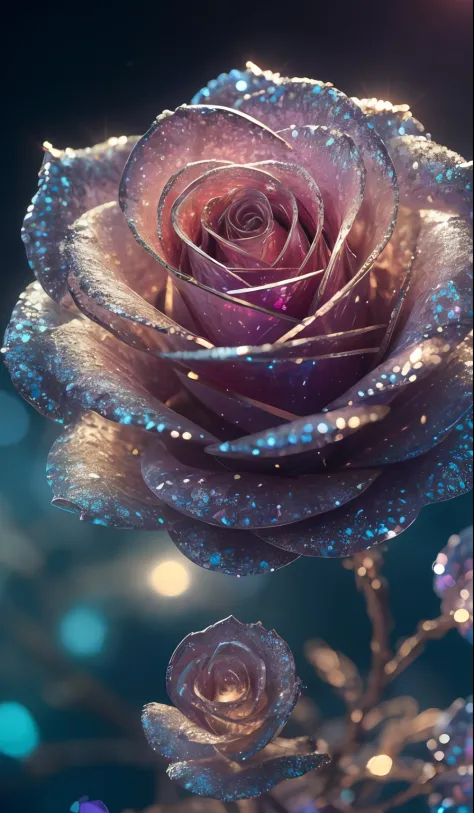 Crystal rose， fanciful, galaxias, cleanness, glittery, glittery, Splendor, Colorful, Amazing photography, dramatic  lighting, ph...