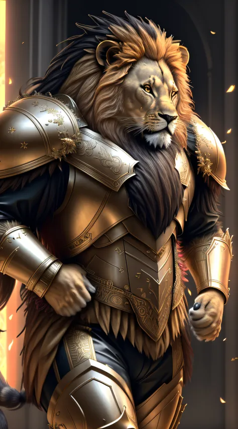 animalrizz   ((lion)) 4K, Masterpiece, highres, absurdres,photorealistic, Parrley_armor, a lion in a suit of armor ,wearing Parrley_armor, big bulky futuristic armor, running, moving, rocket propulsion,((from the side))
