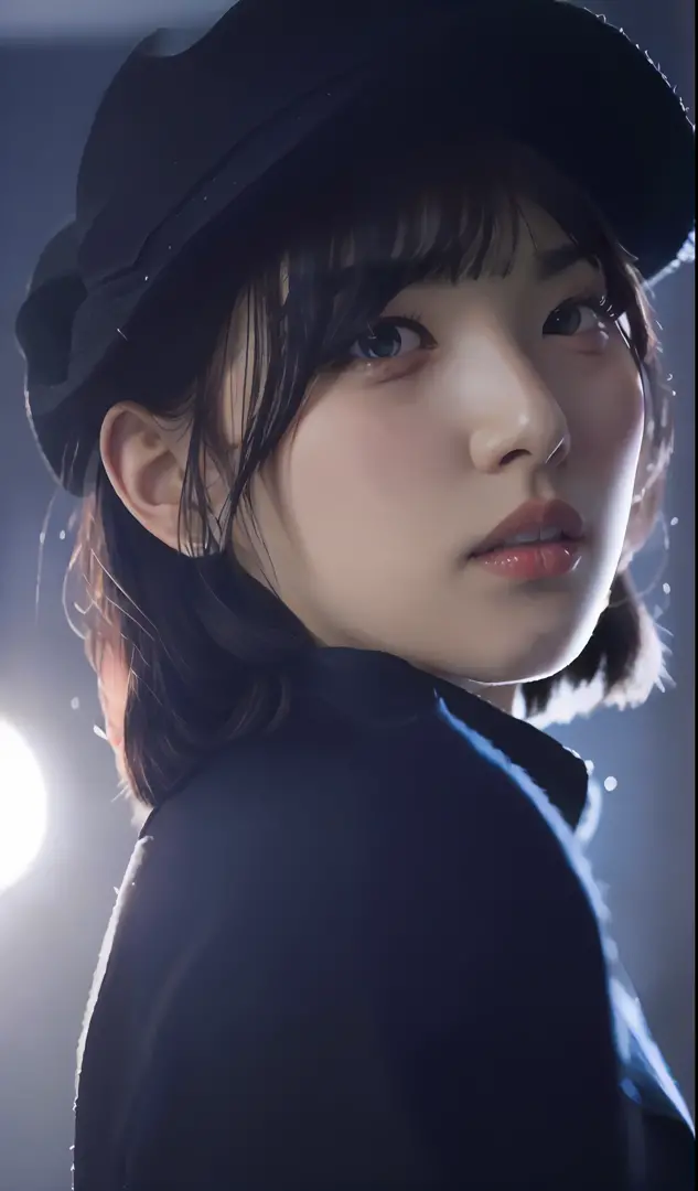 close-up of a man wearing a hat and a black jacket, bae suzy, 8k artgerm bokeh, soft portrait shot 8 k, wan adorable korean face...