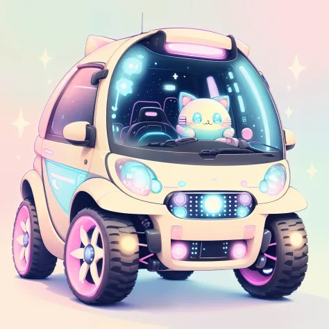 kawaiitech,pastel color, kawaii,  cute colors ,scifi,  Smart car