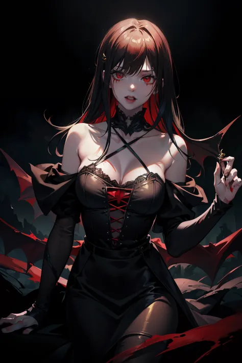 Gothic vampire lady with long black hair& red eyes& cobalt blue eyeshadow&  Black eyeliner& Black lipstick& porcelain white complexion& perfe - AI  Generated Artwork - NightCafe Creator