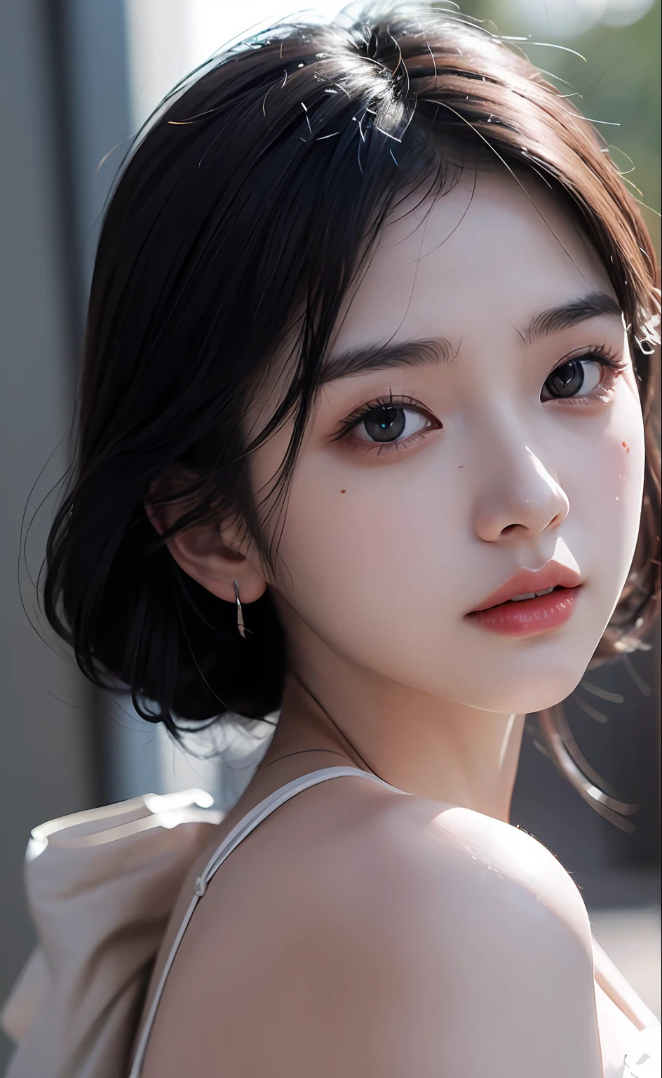 Photo cinematic, detailed facial features, no make up, realistic skin, natural features, Ulzzang girl, Phantom High-Speed Camera, shadow play, ultra realistic, detailed face --ar 16:9 --s 750 --v 5.2