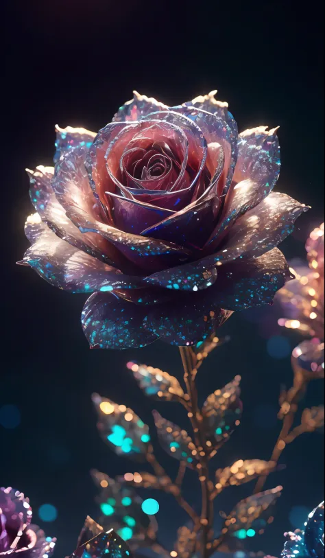 Crystal rose， fanciful, galaxias, cleanness, glittery, glittery, Splendor, Colorful, Amazing photography, dramatic  lighting, photo-realism, ultra - detailed, 4K, depth of fields, A high resolution