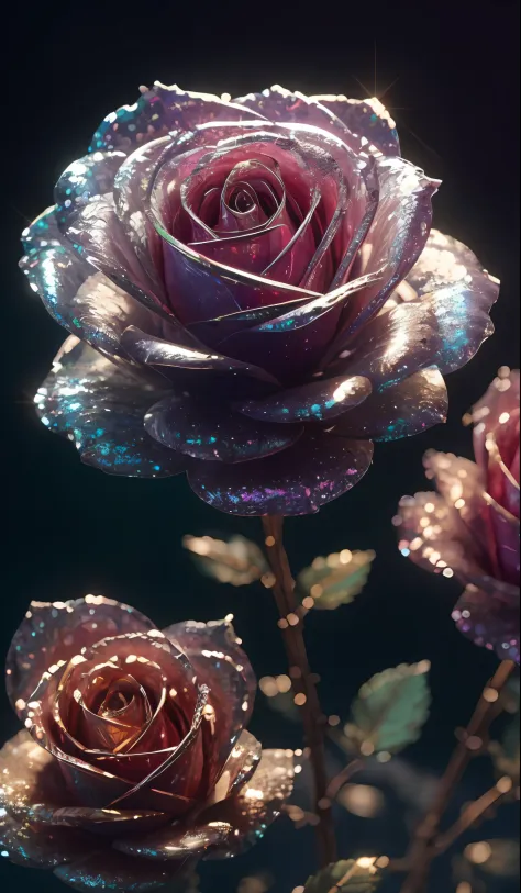 crystal rose， fanciful, galaxias, cleanness, glittery, glittery, splendor, colorful, amazing photography, dramatic  lighting, ph...