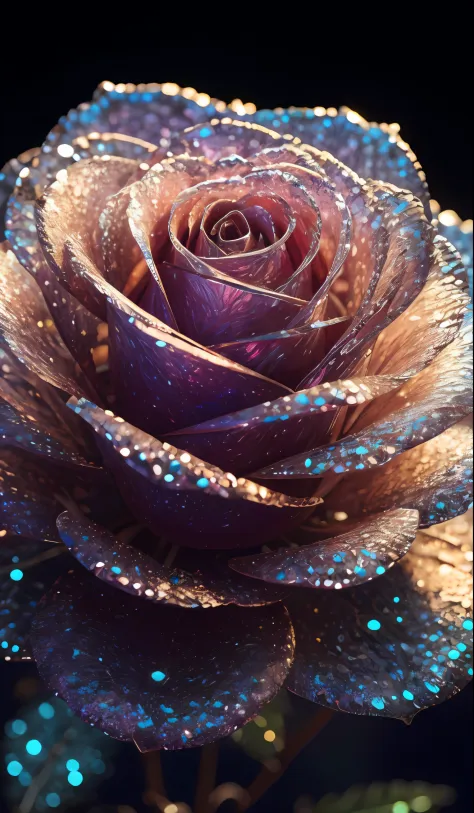 Crystal rose， fanciful, galaxias, cleanness, glittery, glittery, Splendor, Colorful, Amazing photography, dramatic  lighting, photo-realism, ultra - detailed, 4K, depth of fields, A high resolution