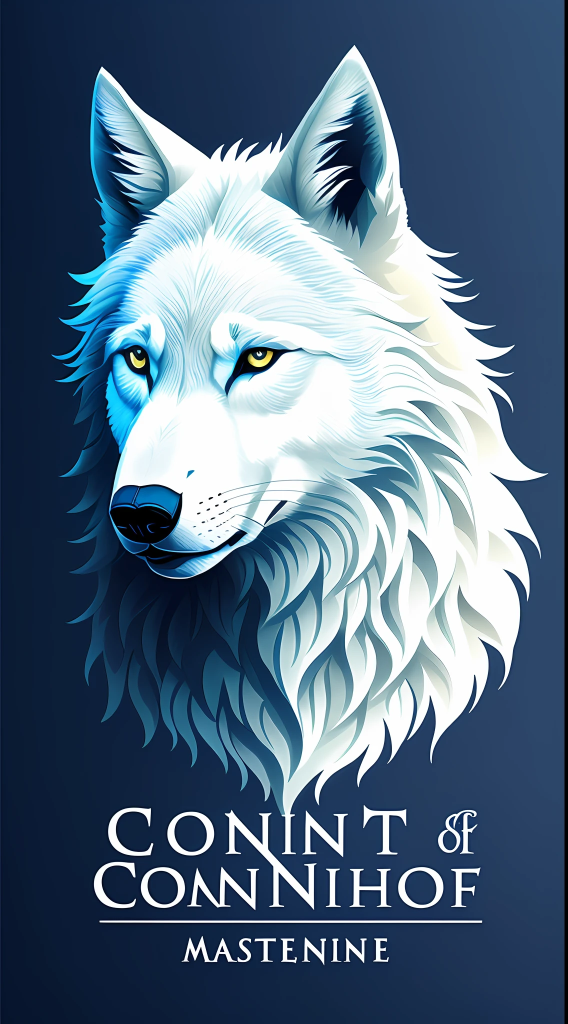 There is a white wolf with blue eyes and blue background, White Wolf, Portrait of a fantasy wolf, White wolf with blue eyes, Alpha Wolfhead, White wolf, digital art animal photo, Blue wolf, Portrait of a wolf, Wolfhead, Great Wolf, wolf, stunning digital illustration, highly detailed Vector art, in style of digital illustration, Lineless