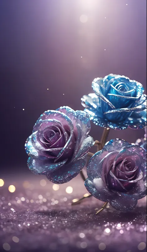 Crystal shoes and crystal roses， fanciful, galaxias, cleanness, glittery, glittery, Splendor, Colorful, Amazing photography, dramatic  lighting, photo-realism, ultra - detailed, 4K, depth of fields, A high resolution