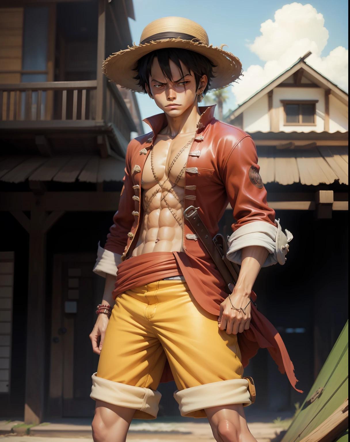 Monkey D Luffy, smaill, realistic, ultra detail