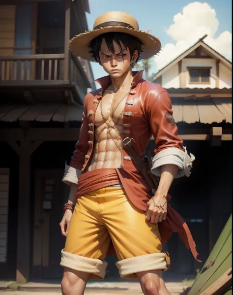 monkey d luffy, smaill, realistic, ultra detail