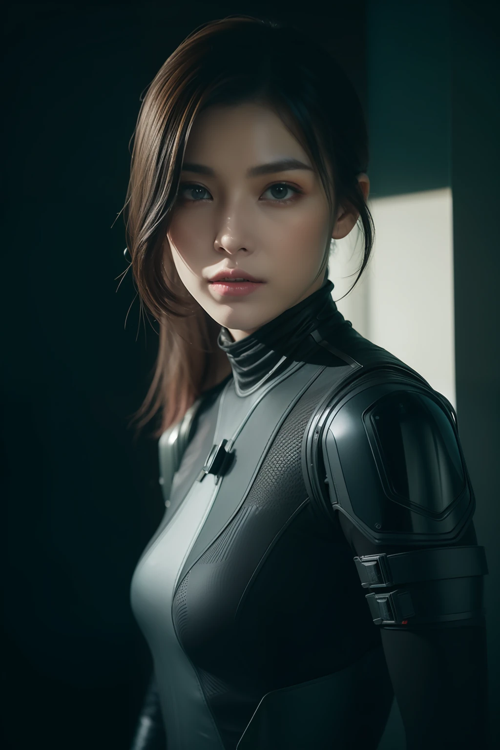 3D, A beautiful cyberpunk female image,hdr（HighDynamicRange）,Ray traching,NVIDIA RTX,Hyper-Resolution,Unreal 5,Subsurface scattering、PBR Texture、post-proces、Anisotropy Filtering、depth of fieldaximum definition and sharpnesany-Layer Textures、Albedo e mapas Speculares、Surface coloring、Accurate simulation octane rendering of light-material interactions、Two-colored light、largeaperture、Low ISO、White balance、the rule of thirds、8K raw data、blackstockings