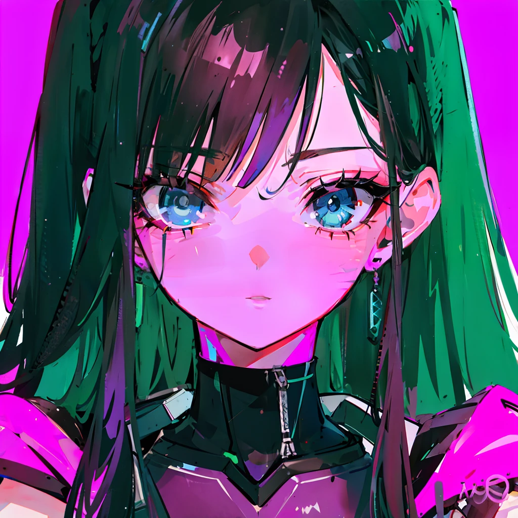 1girl, extreme + absolutely beautiful + meticulous_face, extreme + absolutely beautiful + meticulous_eyes, upper body, close-up, cyberpunk background, sketch, solid color,