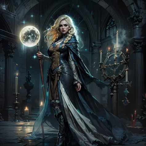 high details, best quality, 8k, [ultra detailed], masterpiece, best quality, (extremely detailed), dynamic angle, ultra wide shot, photorealistic, dark fantasy art,  gothic art, dark RPG art, realistic art, an ultra wide picture of female human cleric, hol...