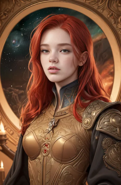 (best quality, masterpiece:1.3),
a highly detailed scifi illustration,
portrait, (detailed facial features), 1girl, red hair,
in...