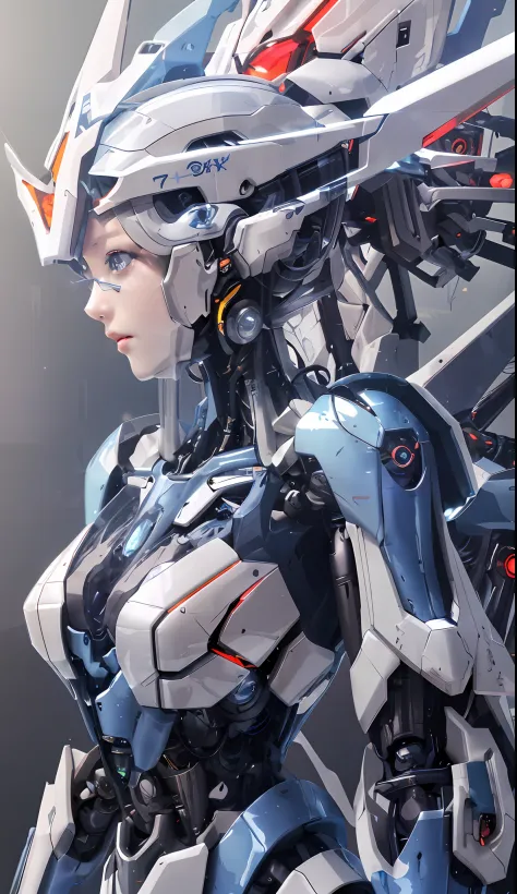 a close up of a robot with a futuristic look on its face, anime robotic mixed with organic, cyberpunk anime girl mech, perfect a...