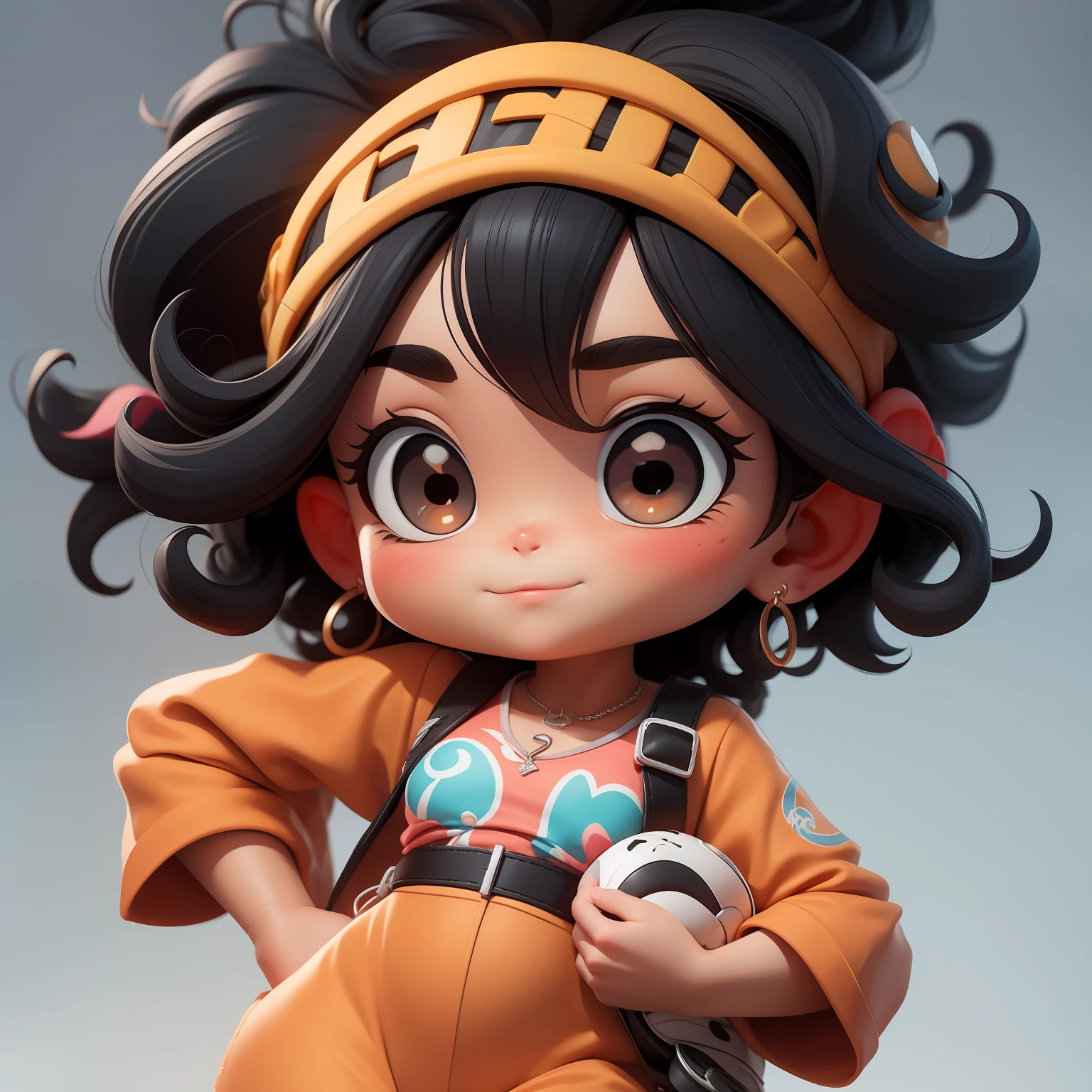 uma garota super bonito, corpo inteiro, Cute dreamy curly black hair accessories, pele negra, Popmart Blind Box, IP de design, clean background and bright 3D rendering, OC rendering, 8k, Foco suave, fino Glossysuper detalhe --ar 3:6 50 --q 2 --niji 5 --estilo expressivo --s 2