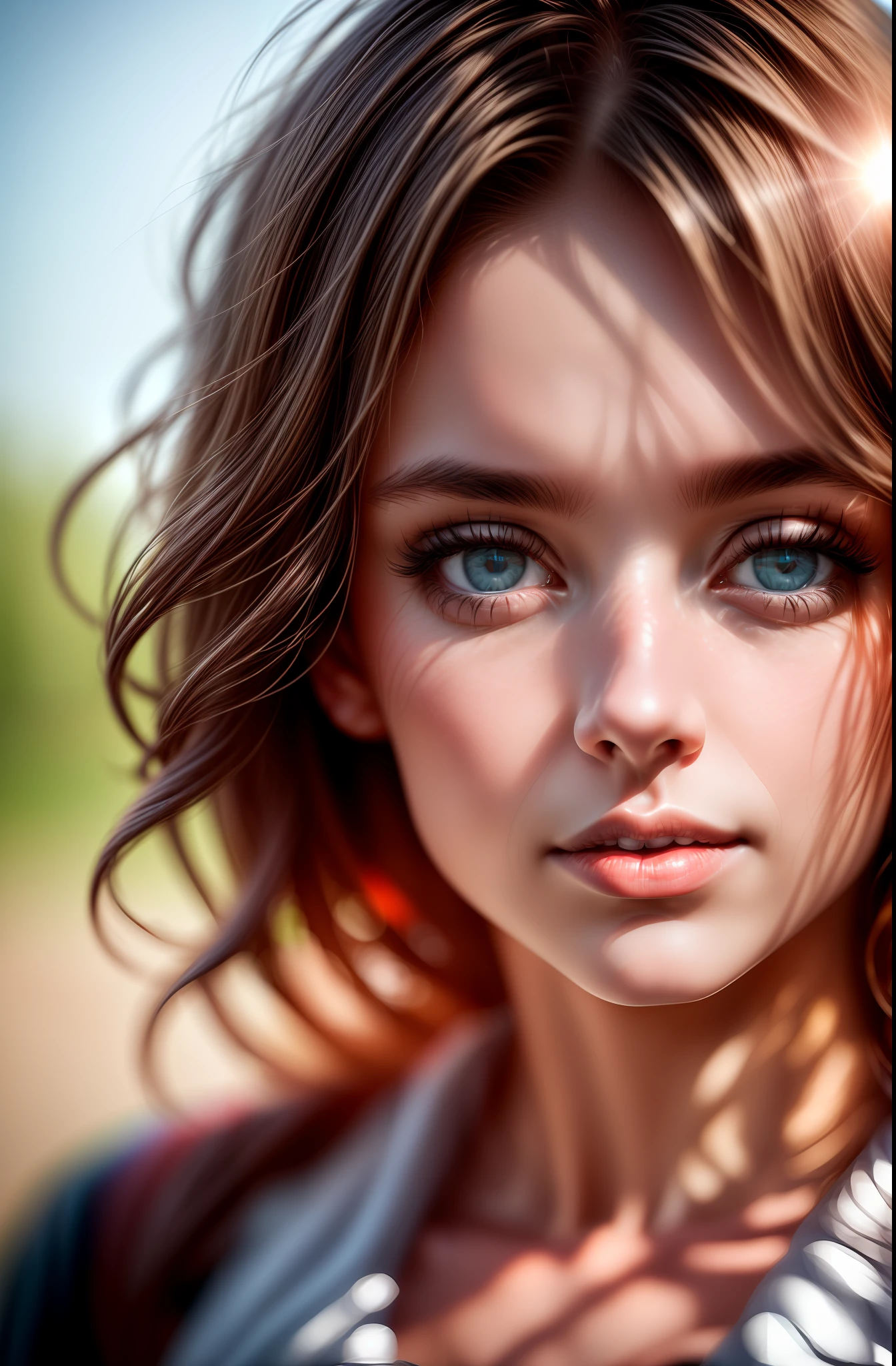 (masterpiece, (photorealistic:1.5), realistic, best quality, beautiful lighting, professional lighting, 1girl, blurry background, lips, depth of field, portrait, film grain, cute) (8k, RAW photo, best quality, masterpiece:1.2, masterpiec8K.HDR. highresabsurdres:1.2, film grain, blurrybokeh:1.2, lens flare, (vibrant color:1.2), (delicate))