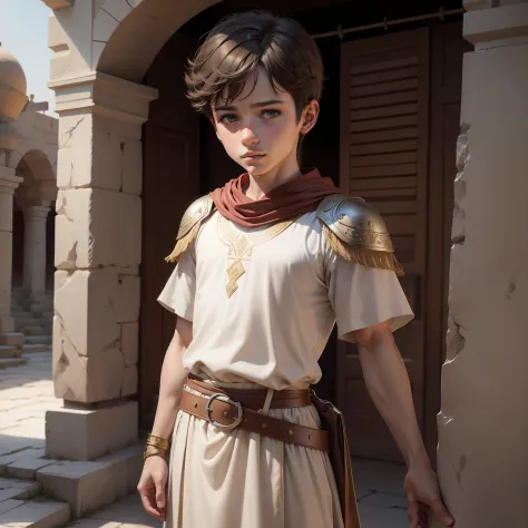 realistic drawing of a boy in 55 AD Türkiye, costumes of that time