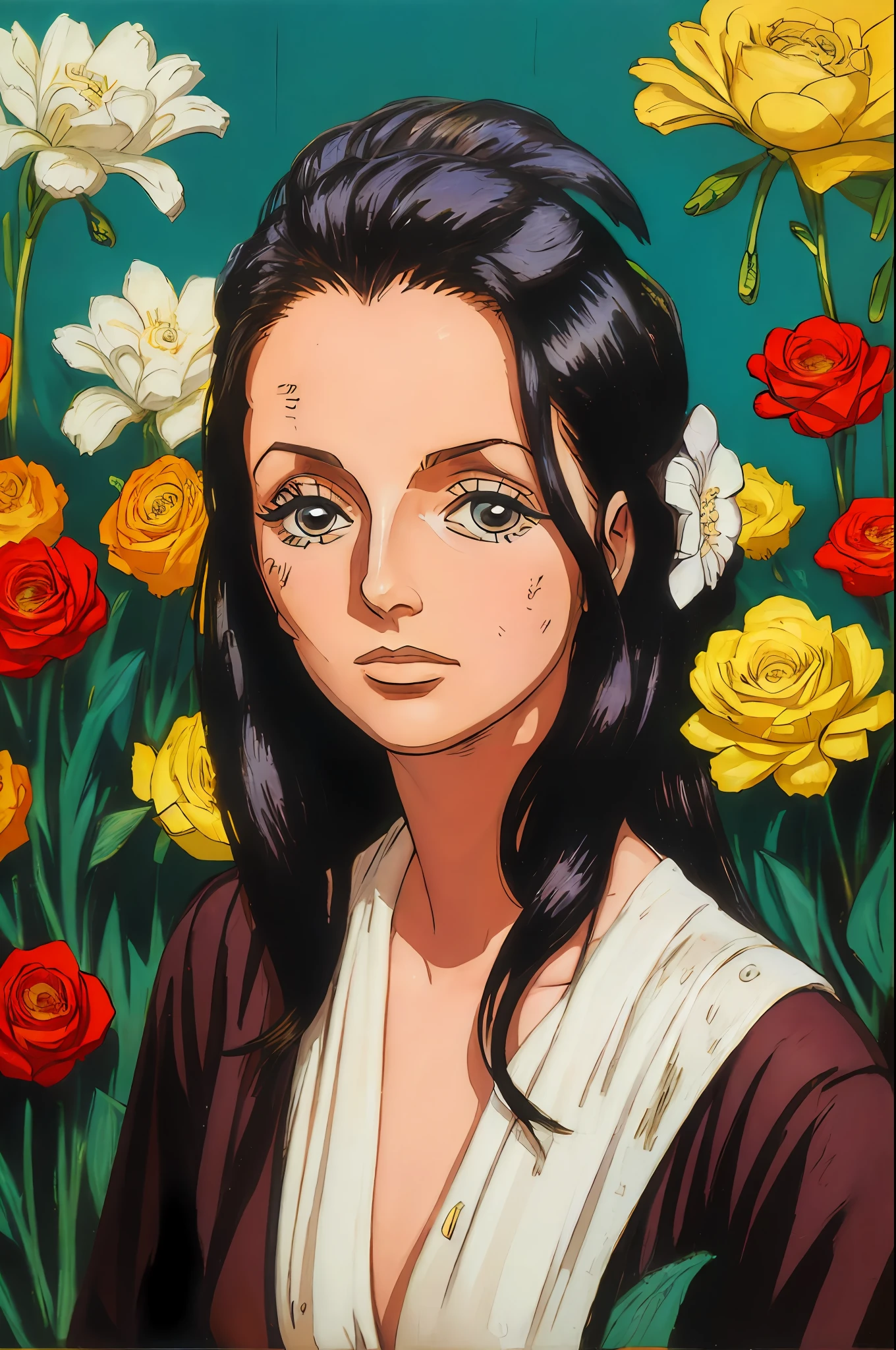 nico robin in a spy outfit, covered in grease and dirt, flower garden in the background, NSFW, vintage illustration, vibrant and bold pop art with high contrast colors, dynamic composition, and exaggerated details", EasyNegative BadHand
3DMM
wanostyle
MangaHentaiStyleConceptv2
kidbooks