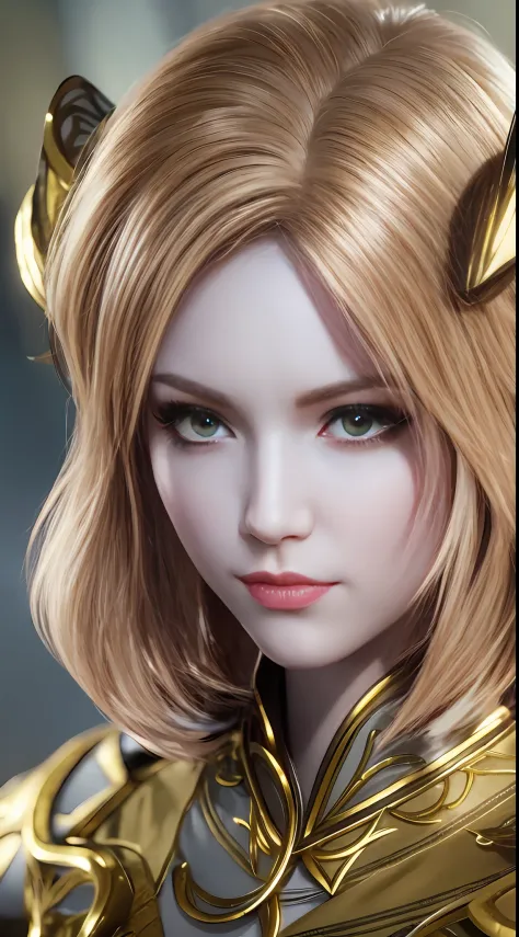 （avatar close up：1.4），an anatomically correct woman，simple backgound，short blonde ear-length hair，head gear，cloaks，with brown ey...