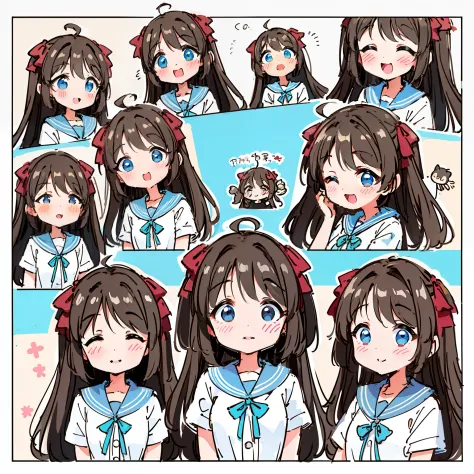 a cute monkey, all
kinds of expressions, happpy, sad, angry, expectant
laughter, disappointed1, cute eyes, white
background, illustration-nii 5-style cute, emoji
as illustration set, with boold manga line style,
dynamic pose dark white,, f/64 group, relate...