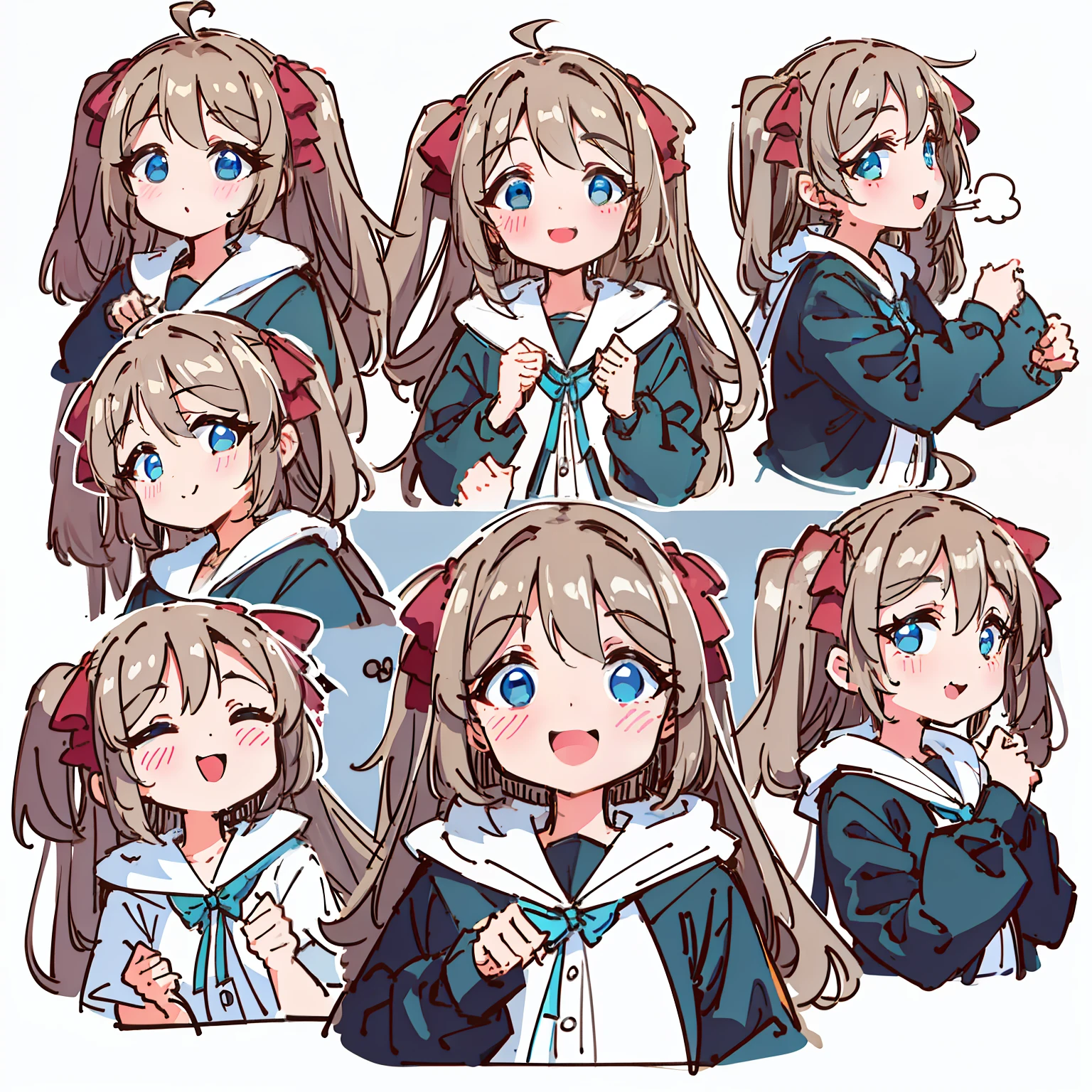 a cute monkey, all
kinds of expressions, happpy, sad, angry, expectant
laughter, disappointed1, cute eyes, white
background, illustration-nii 5-style cute, emoji
as illustration set, with boold manga line style,
dynamic pose dark white,, f/ group, related
characters, Old Meme Kernel