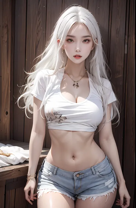 photorealistic, high resolution, soft light,1women, hips up, solo, narrow waist, look at viewer, (detailed face), white hair, lo...