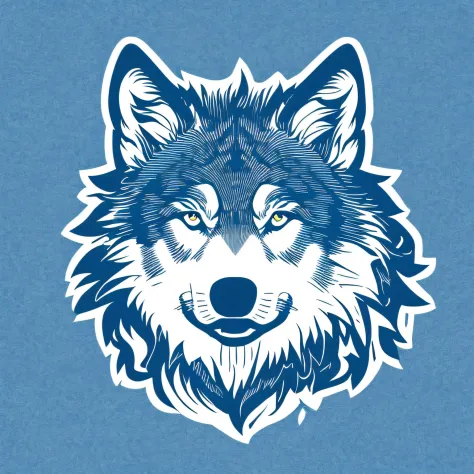 Logo with TEAM WOLVES writing, wolf line art logo, black and dark blue background, bright blue, minimal and solid — WOLVES