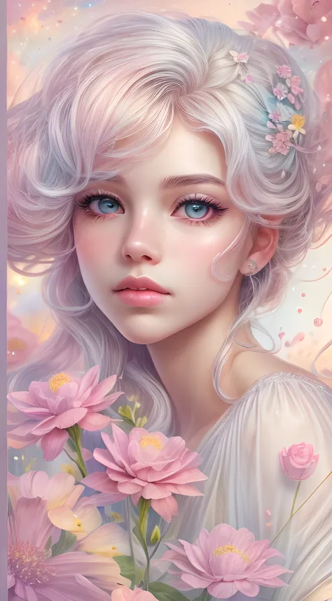 ((masterpiece)). This artwork is dreamy and ethereal, with soft pink watercolor hues. Generate a delicate fairy exploring a bubb...