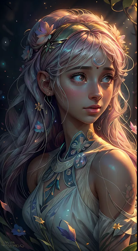 ((masterpiece)). This artwork is dreamy and ethereal, with soft pink watercolor hues. Generate a delicate fairy exploring a bubb...